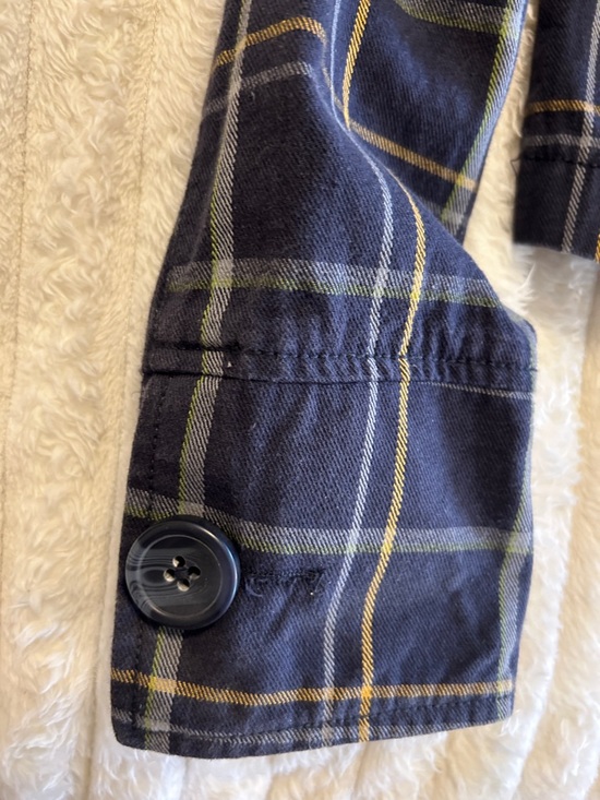 Vintage Aeropostale Double-Breasted Plaid Women's Peacoat Jacket - Navy & Yellow - Picture 7 of 14
